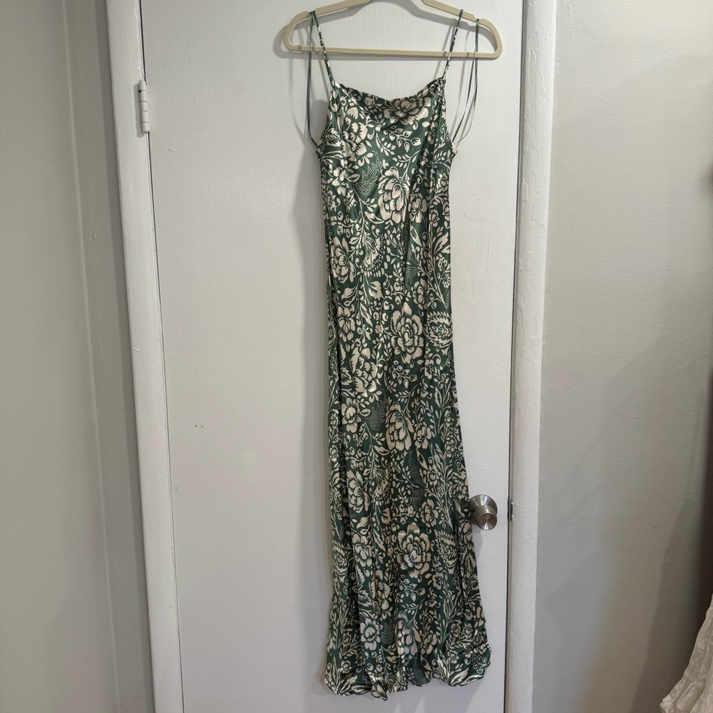 Floral Green and Cream Maxi Dress